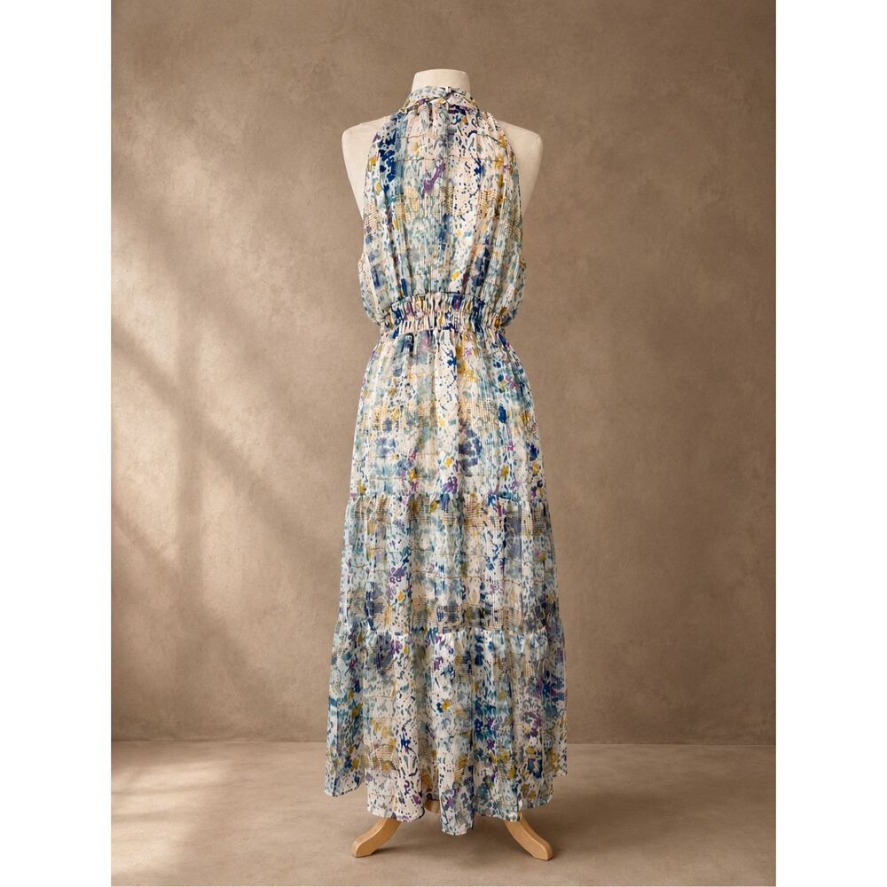 Anthropologie Sz M Somerset Maxi Dress Halter Edition Shimmer Blue - Picture 6 of 13